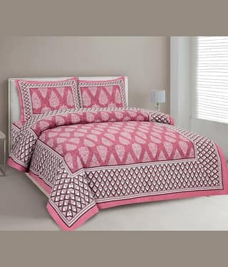 CLOTHORO Cotton 1 Double King Bedsheet with 2 Pillow Covers ( Multicolor )