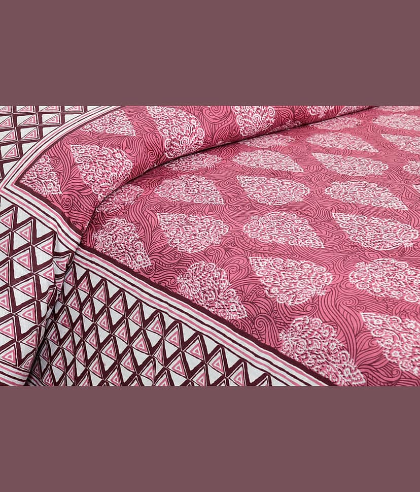 CLOTHORO Cotton 1 Double King Bedsheet with 2 Pillow Covers ( Multicolor ) view 2