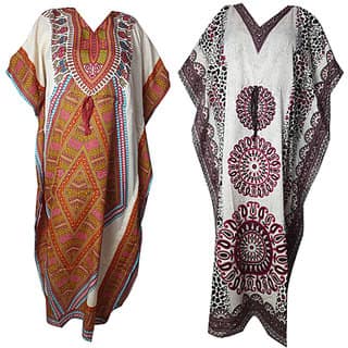 Ukal Combo Pack of 2 Women's Kaftan Dress Cover Up Nightwear Nighty Gown V-Neck Dress