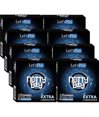 NottyBoy Extra Lubricated Lets Play Condoms Combo Pack -(8 Pack, 24Pcs)