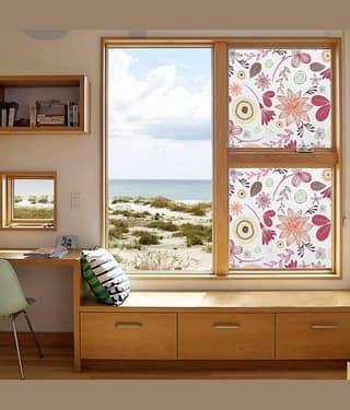 Asmi Collection Self Adhesive Printed Flowers Privacy Frosted Film Window Sticker ( 120 x 60 cms )