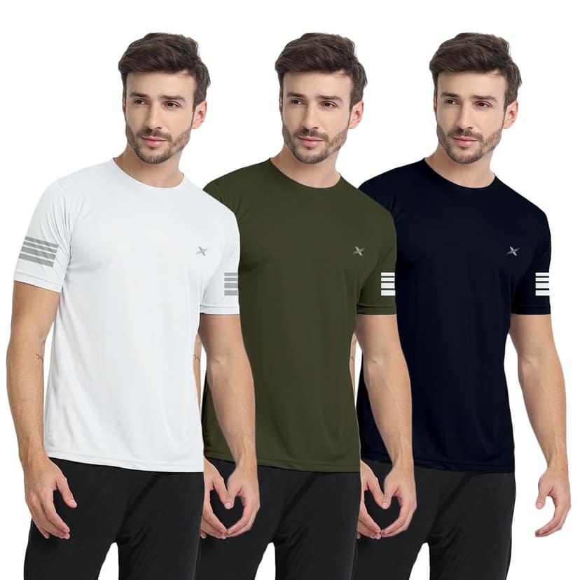 FTX Men Solid Round Neck Tshirt Pack Of 3