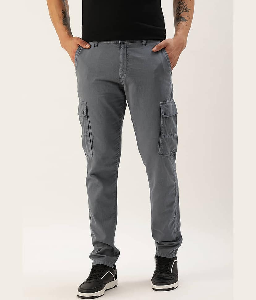 IVOC Slim Pleated Men's Cargos - Grey ( Pack of 1 )