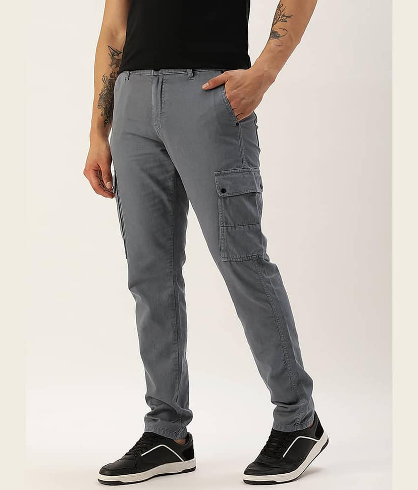 IVOC Slim Pleated Men's Cargos - Grey ( Pack of 1 ) view 2