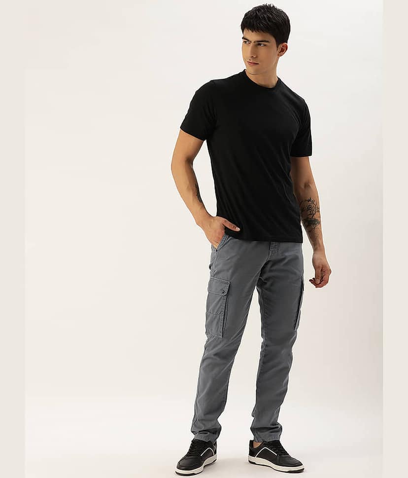 IVOC Slim Pleated Men's Cargos - Grey ( Pack of 1 ) view 4