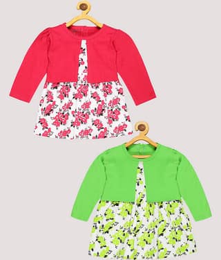 Babeezworld Cotton Frock For Girls ( Pack of 2 , Multi )