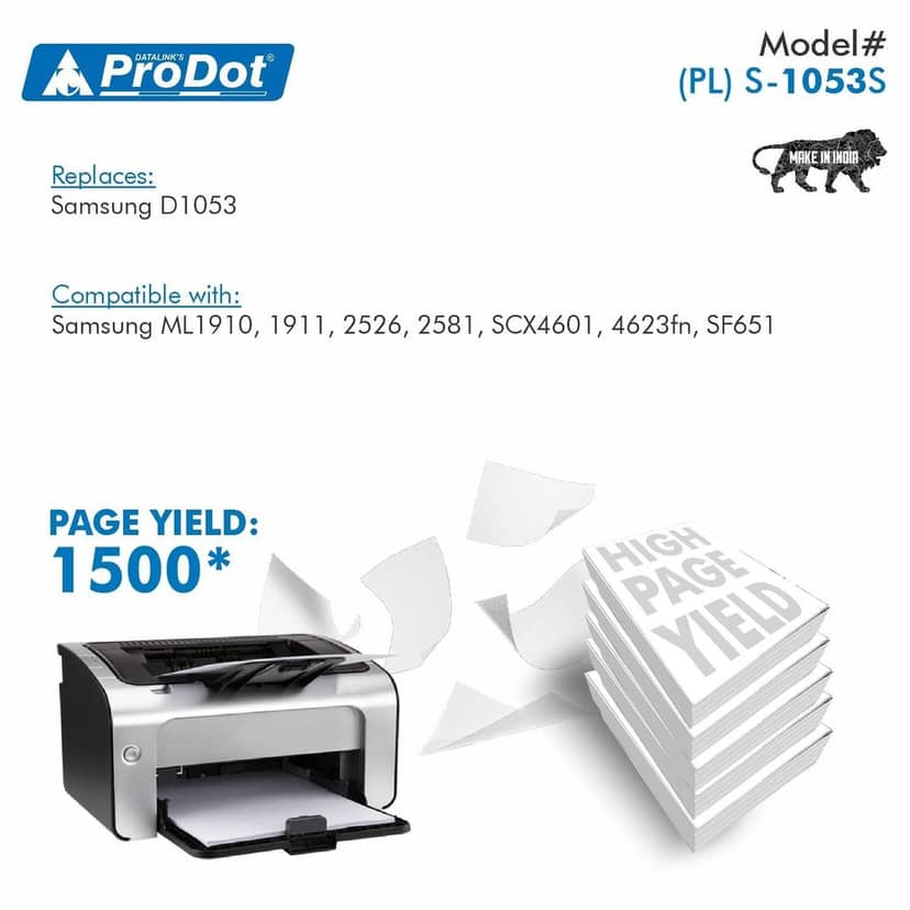 ProDot (PRO S-1053s Laser Toner Cartridge for Samsung MLT-1053S Compatible with Samsung ML-1910, 1911, 2526, 2581, SCX4601, 4623fn, SF651 view 4
