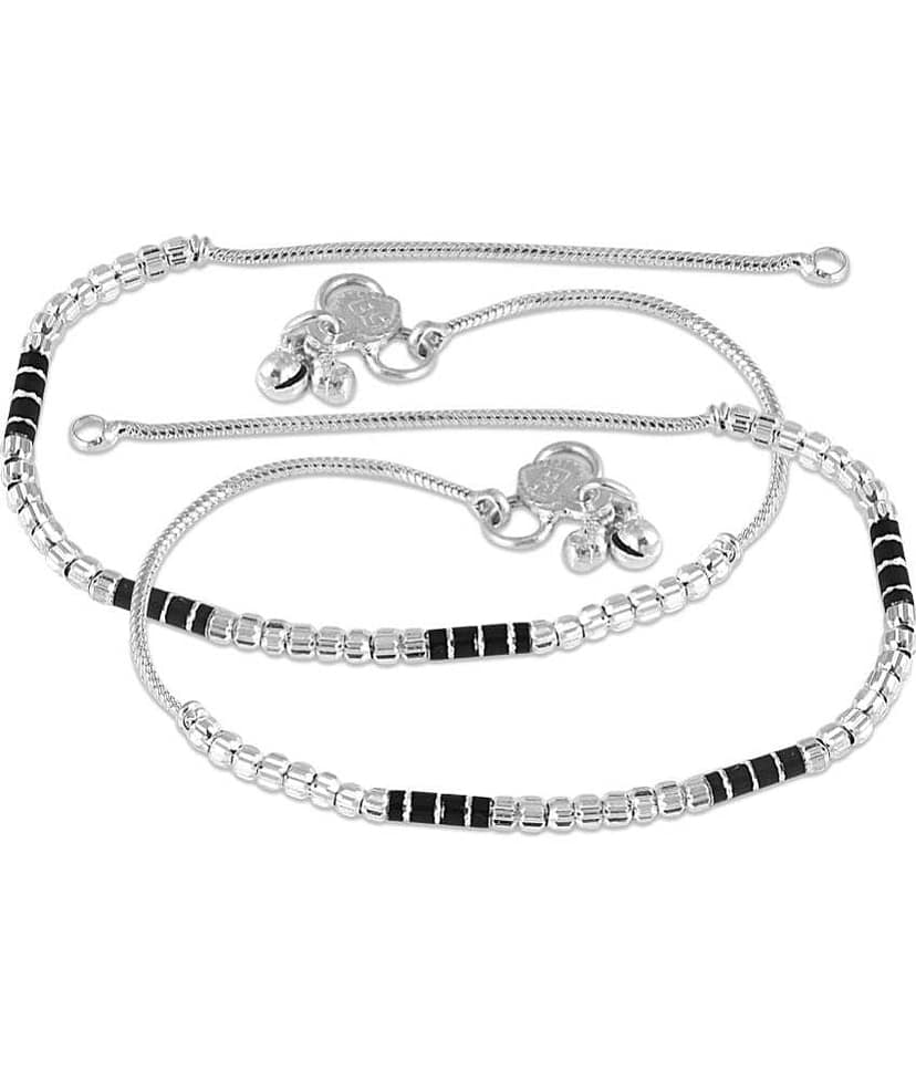 HEER COLLECTION - Silver Anklets ( Pack of 2 ) view 2