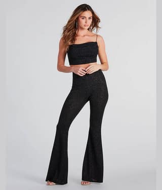 Addyvero Women Embellished Top With Trousers Co-Ord Set ( Black )