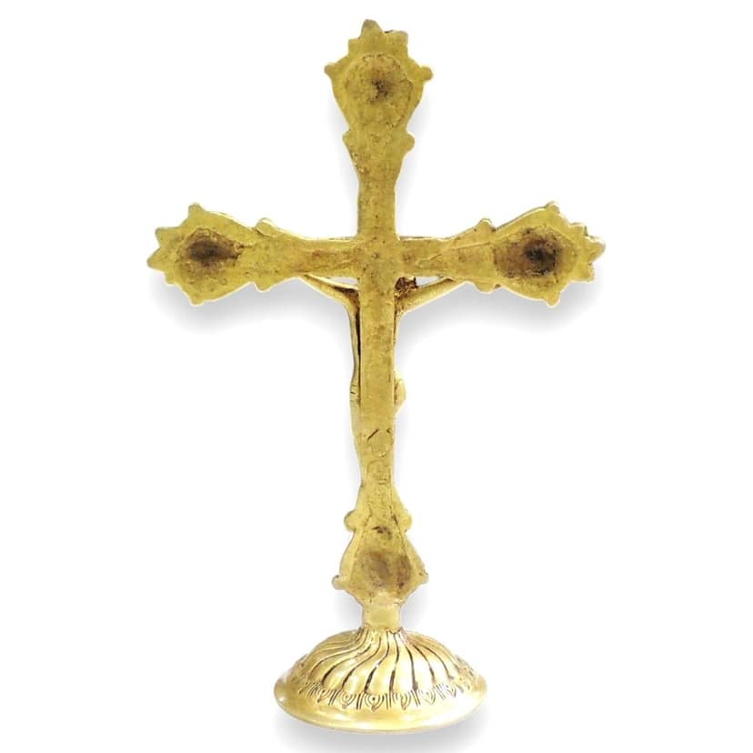 Brass Cross with Jesus Statue for Home Prayer Room & Gifting, Height : 11 Inch (BSMAS1940 C) view 3