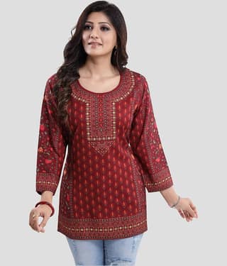 Meher Impex - Blue Crepe Women's Tunic ( Pack of 1 )
