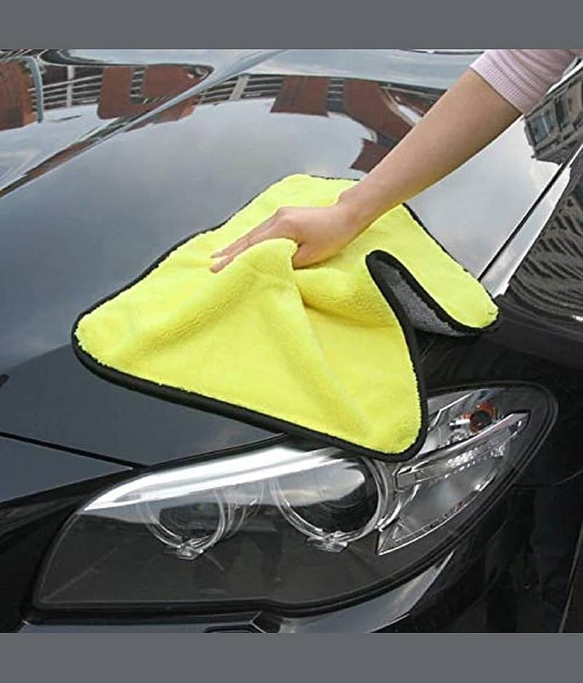 Penyan™ Heavy Microfiber Cloth for Car Cleaning and Detailing, Double Sided, Extra Thick Plush Microfiber Towel Lint-Free, 800 GSM (Size 25cm x 25cm)/Pack of 3, Multi Color view 2