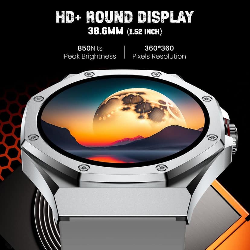 CELLECOR E4 Edge 1.52" HD+ Round Display with 850 NITS | BT-Calling | AOD | Smartwatch (Silver Grey) view 3