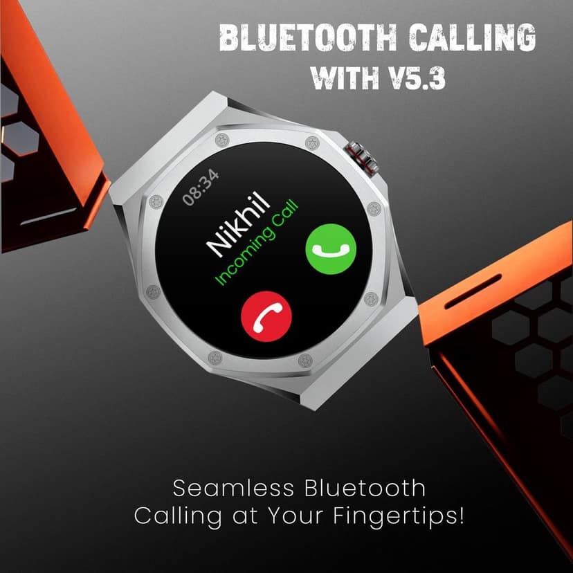 CELLECOR E4 Edge 1.52" HD+ Round Display with 850 NITS | BT-Calling | AOD | Smartwatch (Silver Grey) view 4