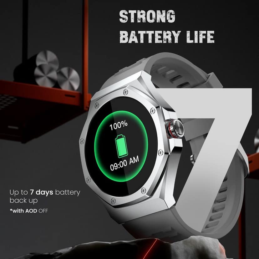 CELLECOR E4 Edge 1.52" HD+ Round Display with 850 NITS | BT-Calling | AOD | Smartwatch (Silver Grey) view 7