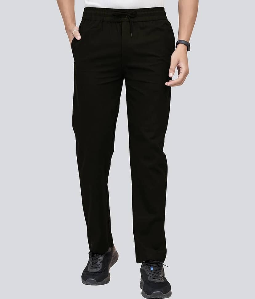 QuaClo Regular Flat Men's Trouser - Black ( Pack of 1 )