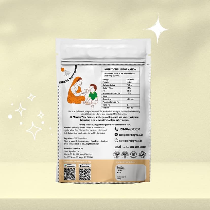 Morning Wale MP Sharbati Atta (5kg) | Premium Whole Wheat Flour | Daily Staple view 2
