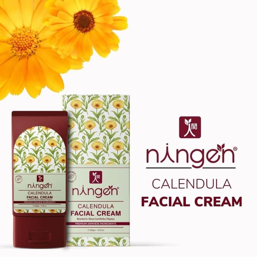 Ningen Calendula Facial Cream I Enriched with Bearberis, Rosa Cantifolia & Papaya I Dermatologically Tested, Paraben Free I For Brighter, Fuller and Softer Skin I 100g view 5