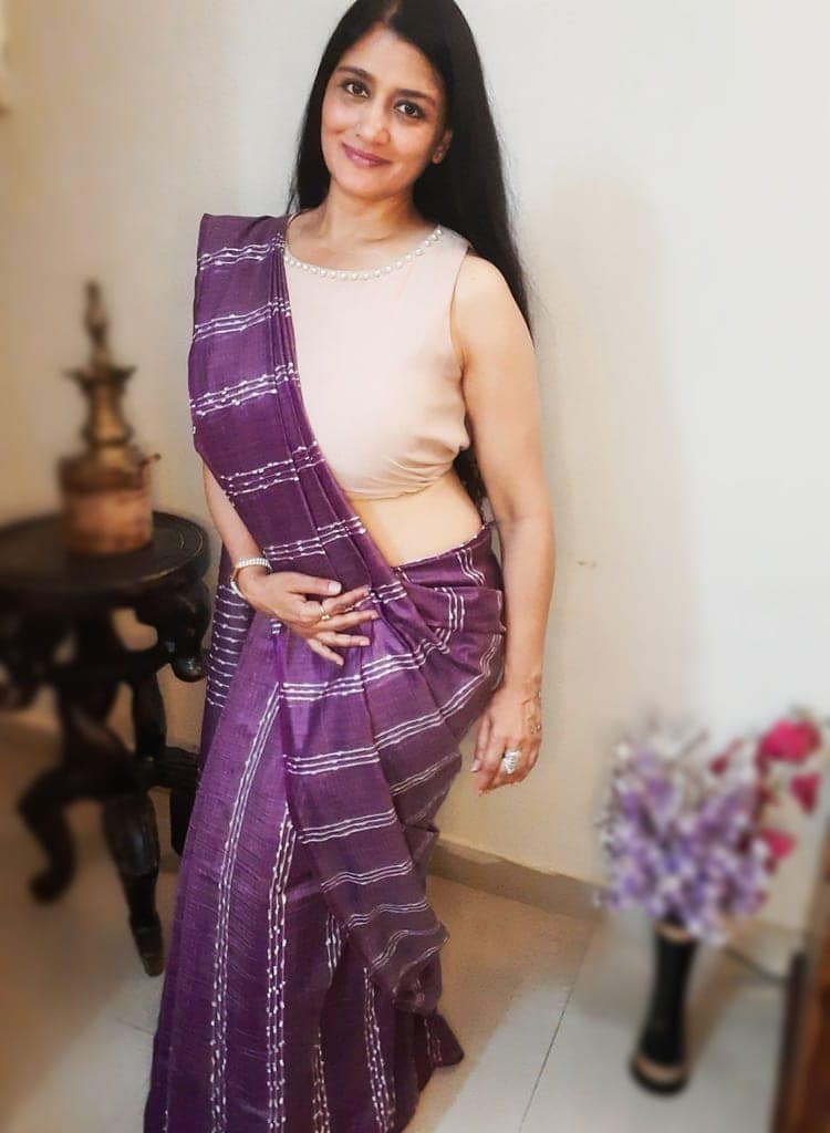 Bansbara Tussar Silk Handloom Saree Lily Purple Color with Running Blouse-3382 view 2