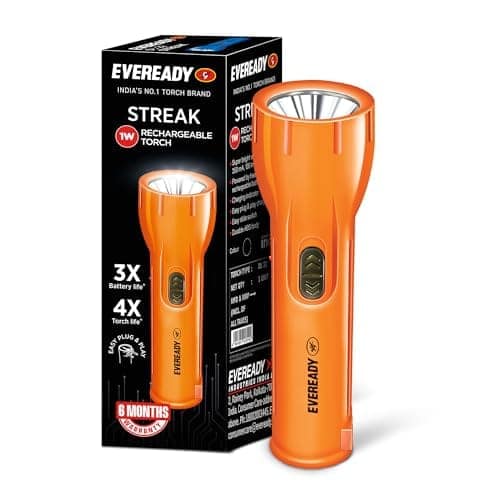EVEREADY Streak DL22, Rechargeable 1W Emergency Torch, Plug & Play Charging view 2