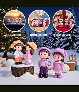 Flenzy 4 Piece of Cute Clown Hat Couple Doll figurines Showpiece