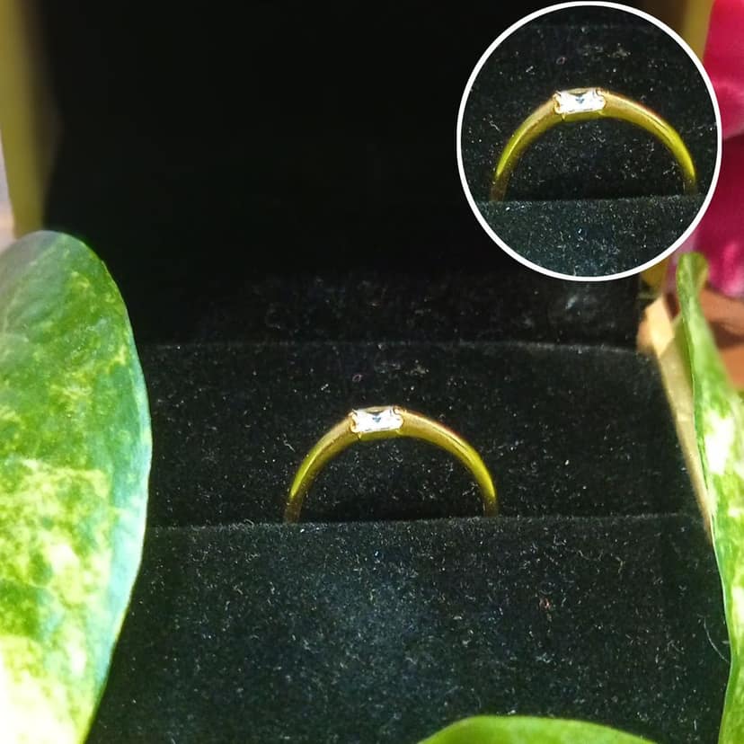 Gold Plated Solitaire Ring for Women with Square Zircon – Adjustable & Chic view 2