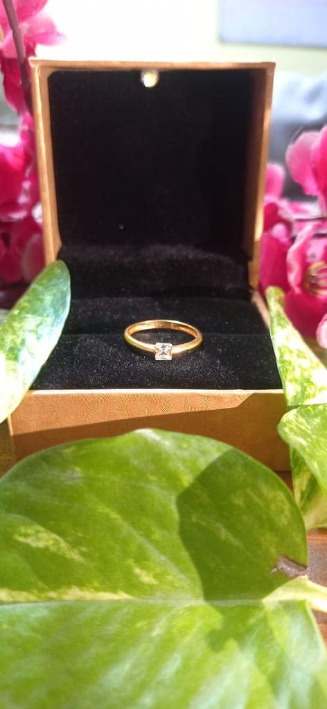 Gold Plated Solitaire Ring for Women with Square Zircon – Adjustable & Chic view 4
