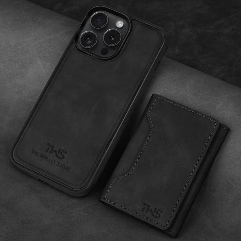 The Wallet Store Premium Leather iPhone Case Cover With Detachable Cardholder - Black - iPhone 13 Pro view 2