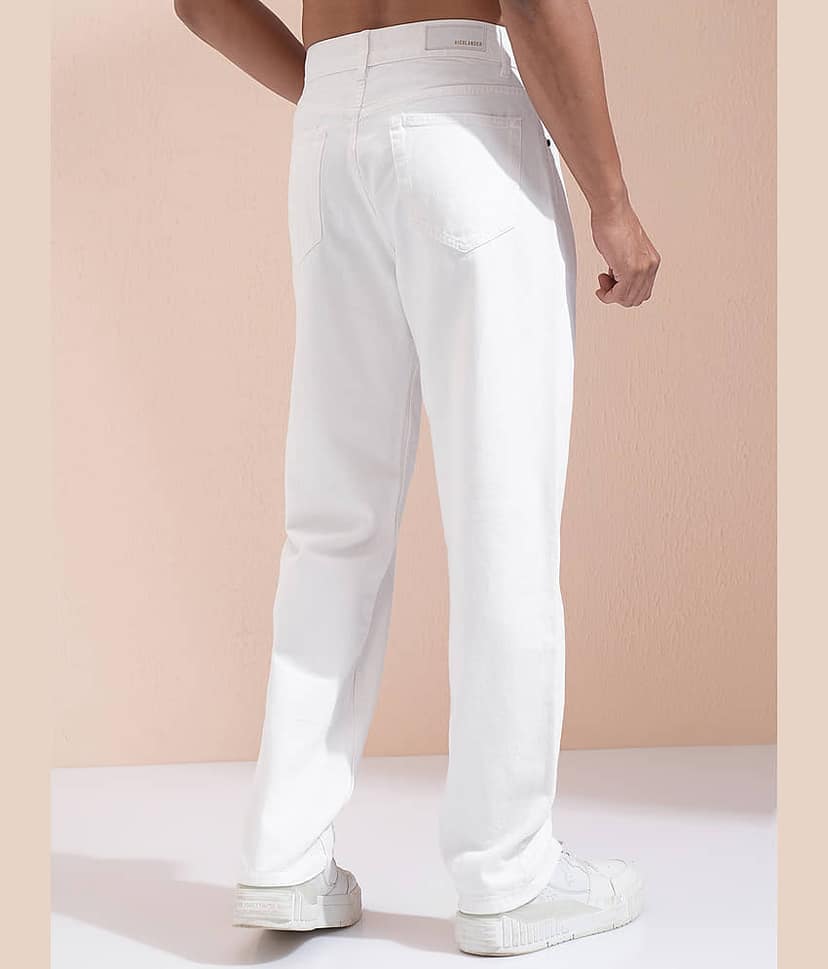 Highlander Relaxed Solid Men's Jeans - White ( Pack of 1 ) view 3