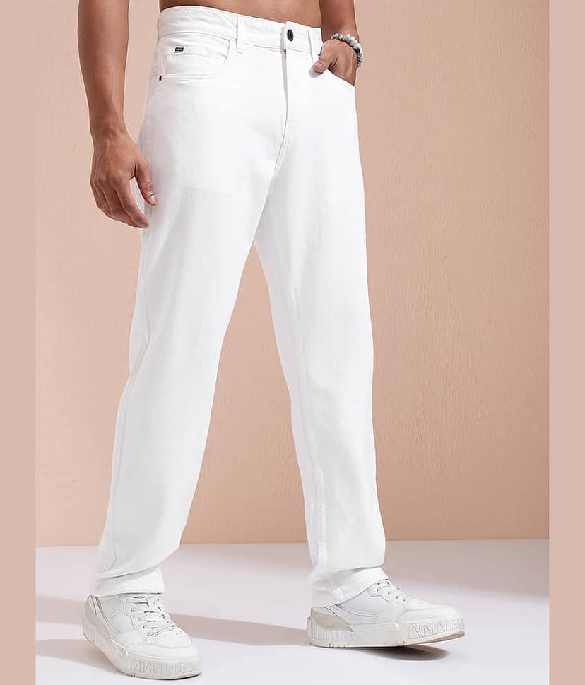 Highlander Relaxed Solid Men's Jeans - White ( Pack of 1 ) view 6