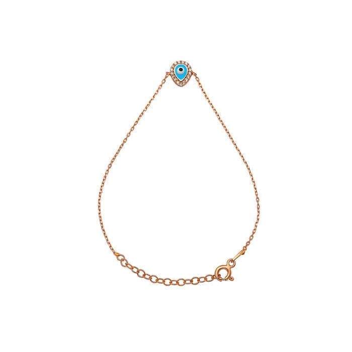 Rose Gold Evil Eye Drop Bracelet view 5