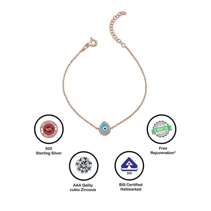 Rose Gold Evil Eye Drop Bracelet view 7