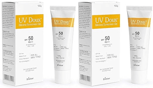 Brinton Healthcare UvDoux Face & Body Sunscreen gel with SPF 50 PA+ + + (100 GM) x Pack of 2