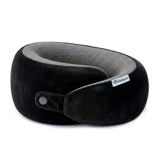 Billebon Memory Foam Neck Pillow with Cooling Gel, Snake Shape Travel Pillow with Snap Button, Neck Rest for Travelling & Flight Travel, Ergonomic Support for Comfort & Pain Relief (Black, Single) Billebon Memory Foam Neck Pillow with Cooling Gel, Snake