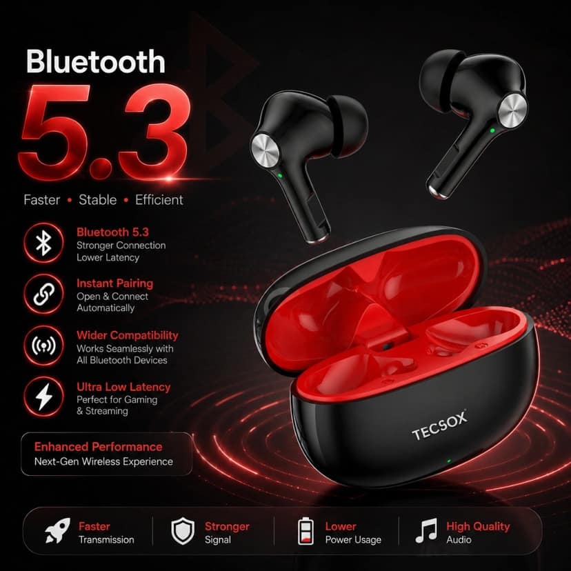 Buy TecSox Neo411 Wireless Earbud With Deep Bass & Comfortable Fit Buy TecSox Neo411 Wireless Earbud With Deep Bass & Comfortable Fit - Blue view 2