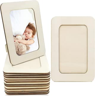 12 Pieces DIY Picture Frames Unfinished Solid Wood Photo Picture Frames for 4in x 6in Photos, Standing Wooden Photo Frames for Crafts Wood, DIY Painting, Arts Projects, Decorate