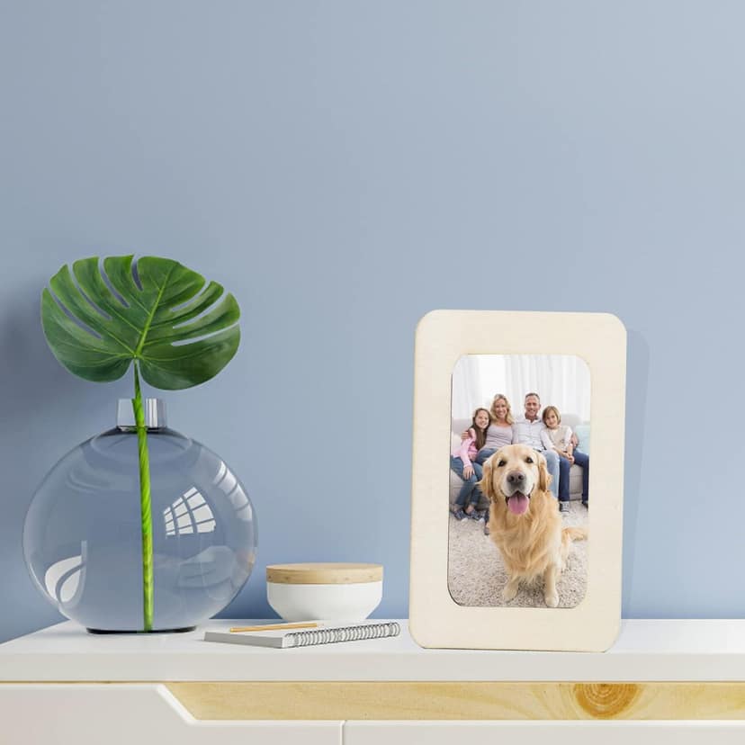 12 Pieces DIY Picture Frames Unfinished Solid Wood Photo Picture Frames for 4in x 6in Photos, Standing Wooden Photo Frames for Crafts Wood, DIY Painting, Arts Projects, Decorate view 2