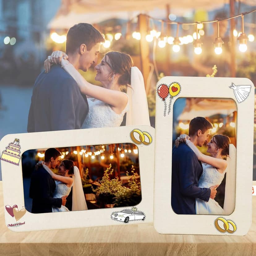 12 Pieces DIY Picture Frames Unfinished Solid Wood Photo Picture Frames for 4in x 6in Photos, Standing Wooden Photo Frames for Crafts Wood, DIY Painting, Arts Projects, Decorate view 6