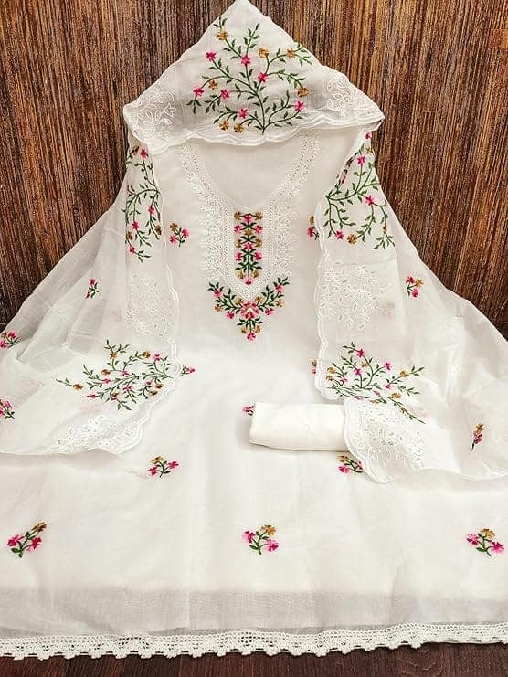 Sidhidata Women's Heavy Cotton Thread & Sequence Embroidery Work Unstitched Salwar Suit Dress Material With Chanderi Sequence Work Dupatta (Free Size) view 2