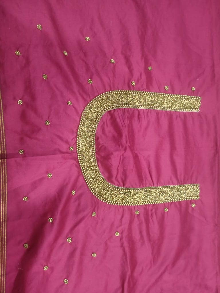 Embroidered Blouse Neck Design With Beads