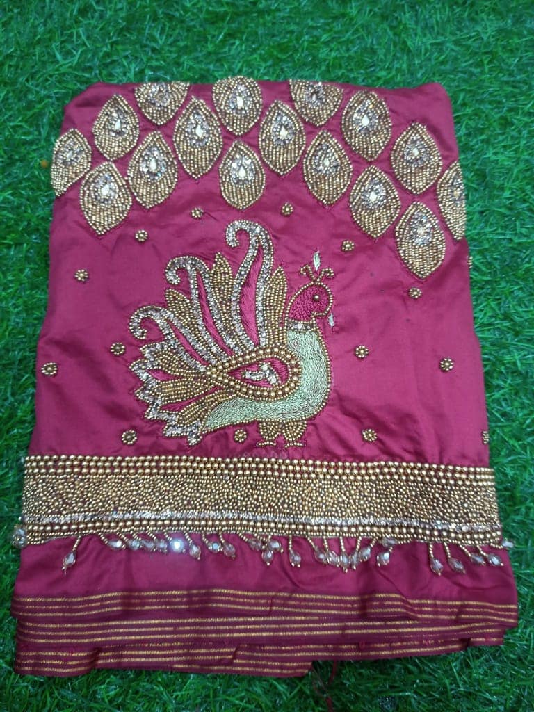 Embroidered Blouse Neck Design With Beads view 2