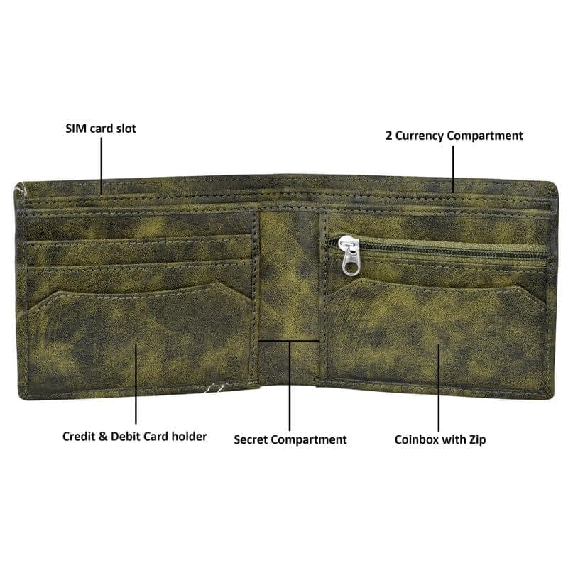 LOREM 3D Emboss Dots Bi-Fold Faux Leather 4 ATM Card Slots Wallet for Men-UF view 4