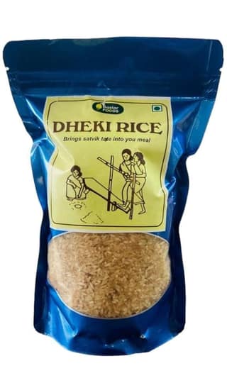 Hand Pounded Dheki Rice|100% Organic Dheki Rice| Low GI| Hand Pounded Rice| Dheki ka Chawal| 100% Pure, Unprocessed Rice-500g (Pack of 1) | Free of Pesticides| Perfect for Diet & Diabetic Patients