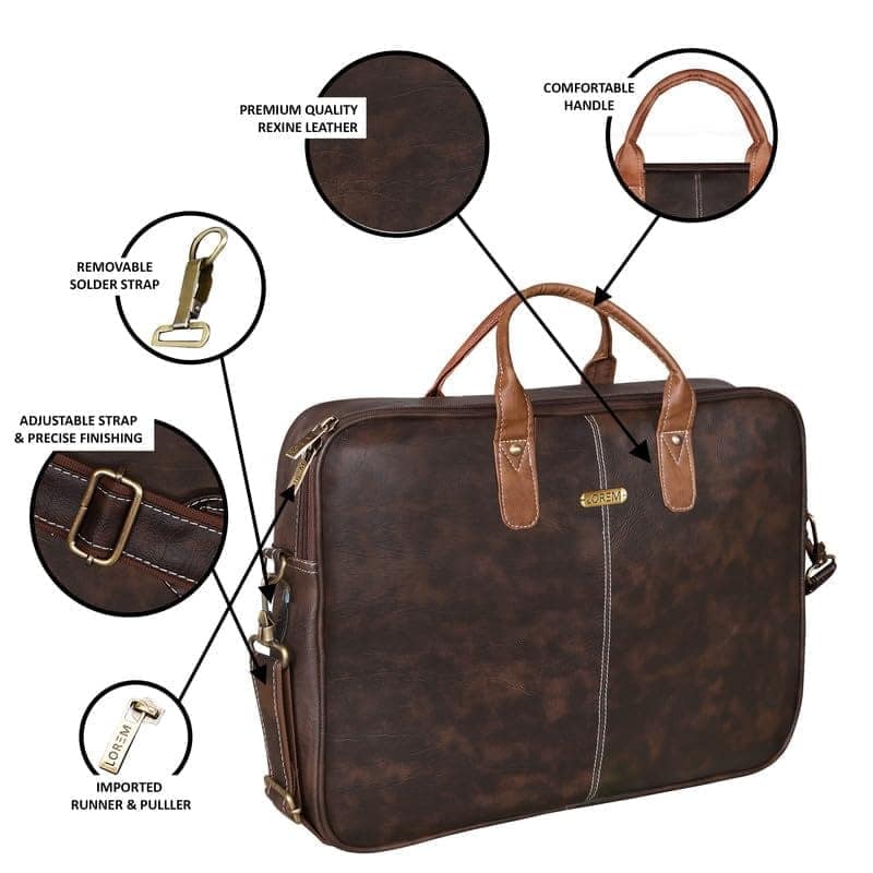 LOREM 10L Faux Leather Messenger Bag For Men & Women New-UF view 4