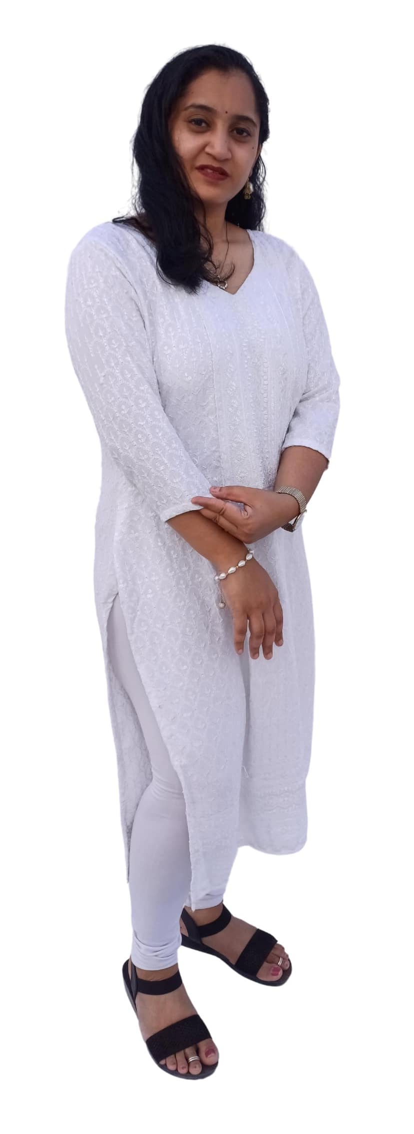 Mom and Me Rayon Chikankari Kurta/Kurti for Women, Soft, Casual Wear, No Bottom, Colours: Black, Maroon, Navy Blue, Pink, Red, White, Yellow, Sizes: S, M, L, XL, 2XL, 3XL (XXX-Large, White) view 2