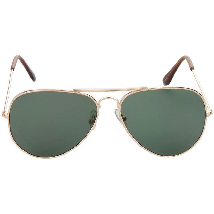HRINKAR Pilot And Rectangular Stylish Sunglasses For Men And Women (Green And Brown Lens | Gold And Brown Frame - HCMB097) With Free Paper 3D Glass view 3