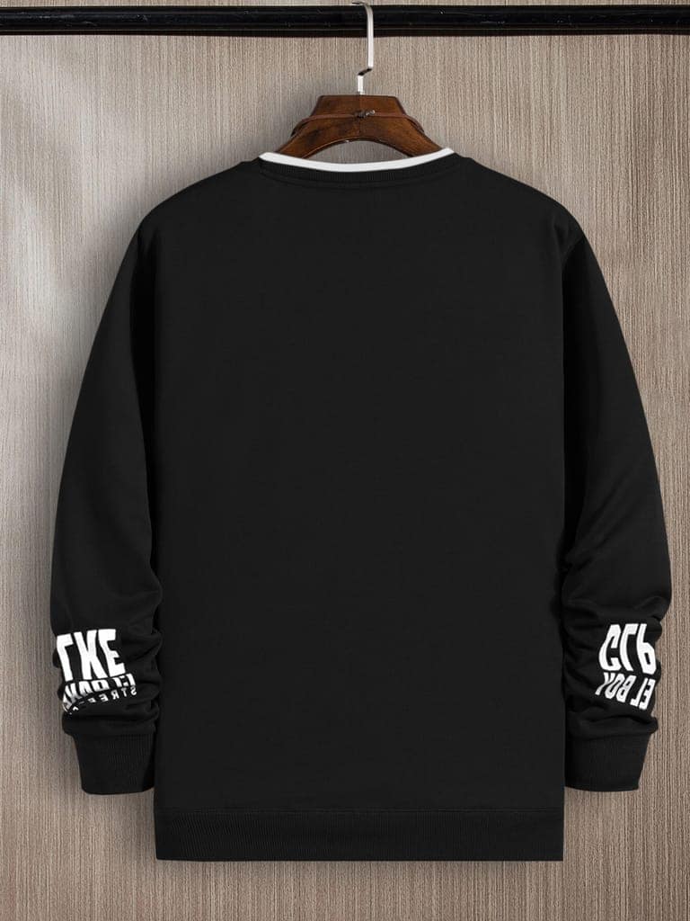SCOTT FINCHER Men's Black Tipped Neck Full sleeve Graphic Printed T-shirt : AA(SSBTIP)BLACK_184 view 3