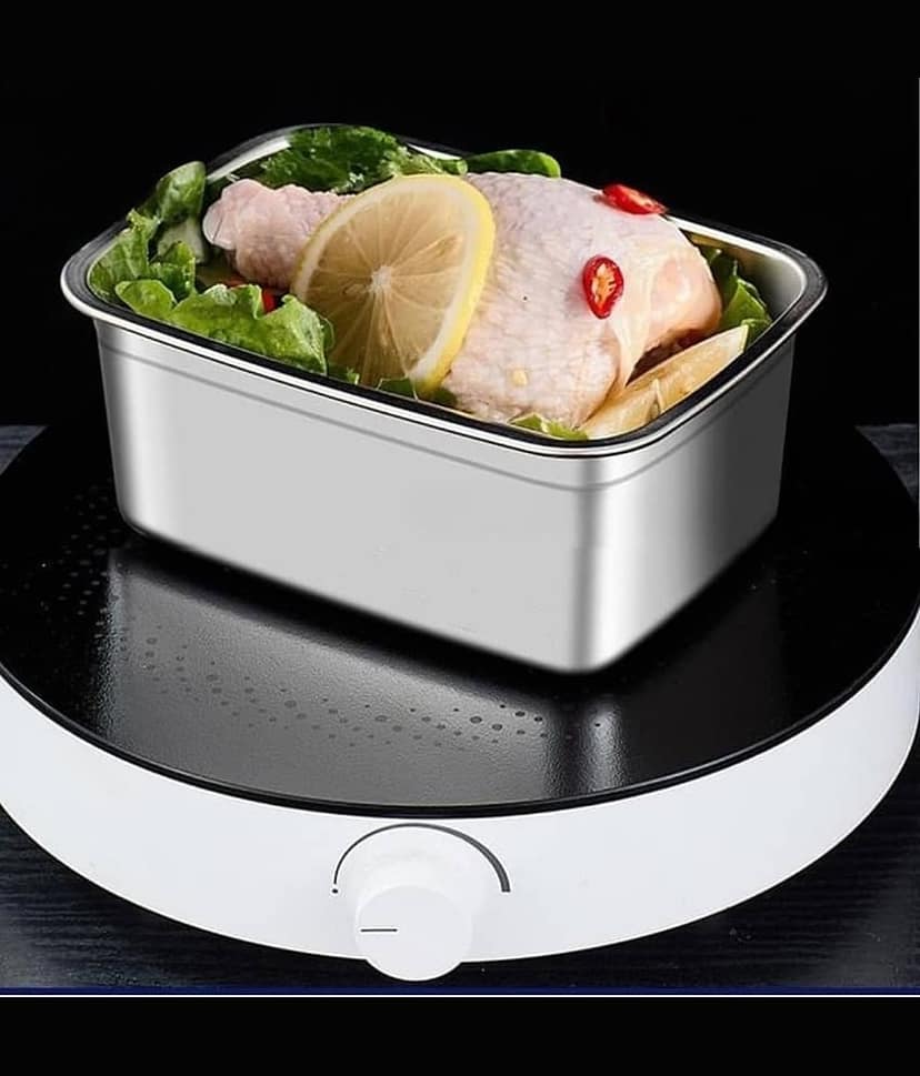 RAVISTRA Fridge Storage Box Steel Silver Food Container ( Set of 4 ) view 2