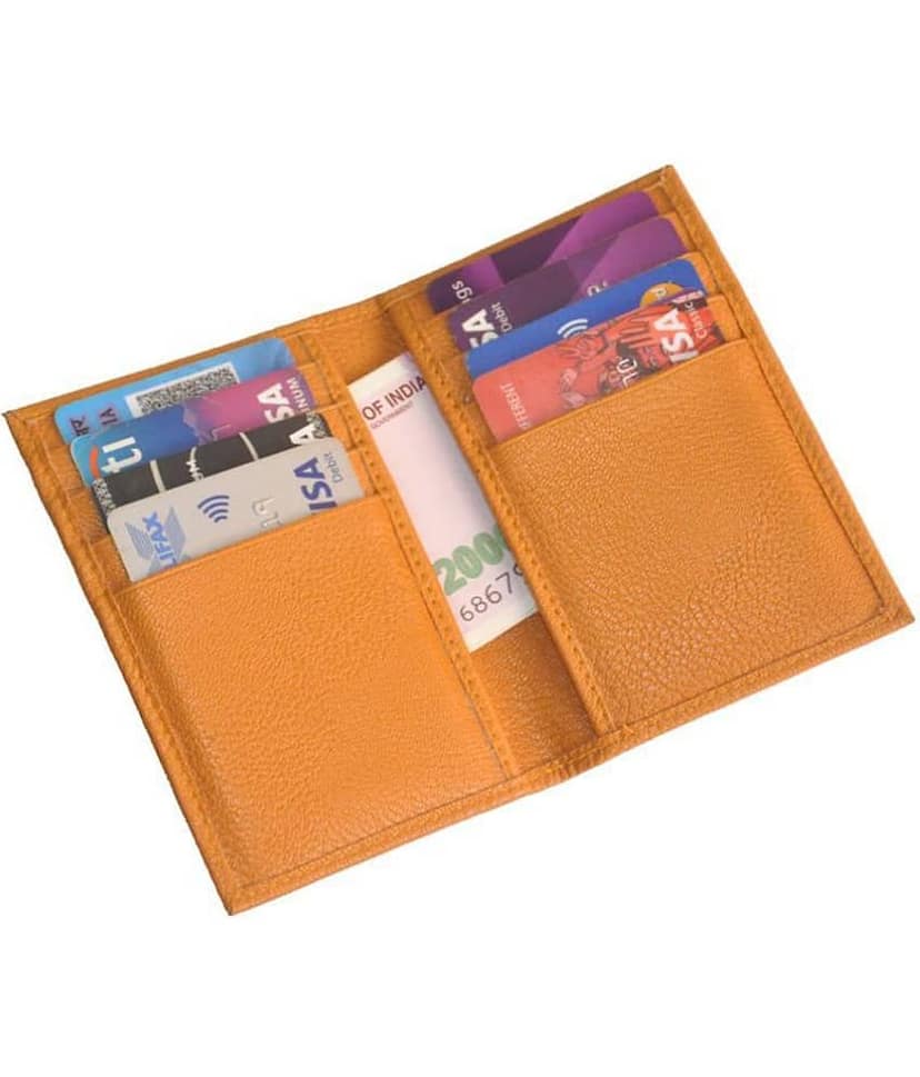Hide&Sleek RFID Protected Brown Rexine Card Holder