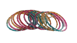 Colorful Glass Bangles with Rhinestone Accents